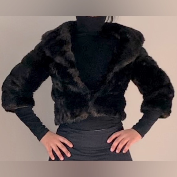 Vintage Monique Cropped Faux Fur Cape Coat Teddy Paris France XS/S - Picture 4 of 14